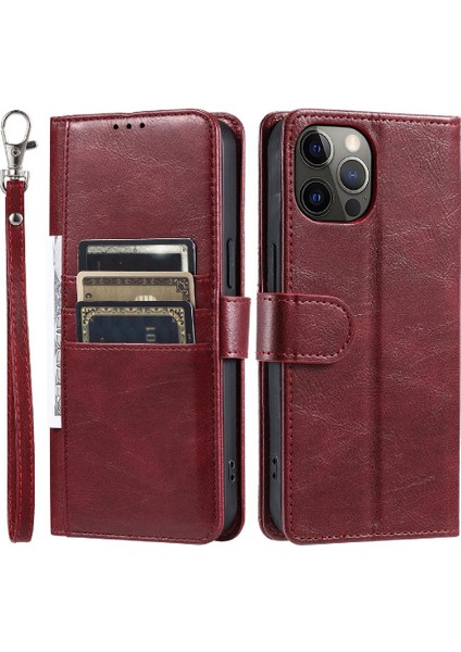 Iphone 12 Mini Kickstand Cüzdan 6 Kart Yuvaları Pu Deri Için Flip Case (Yurt Dışından)
