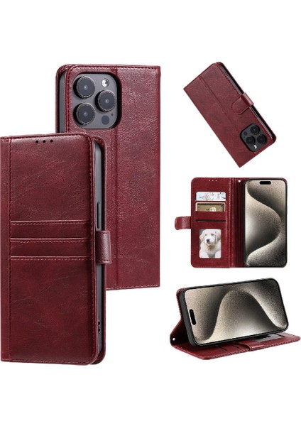 Iphone 12 Için Flip Case Pro Max Cüzdan Pu Deri 6 Kart Yuvaları Kickstand (Yurt Dışından)