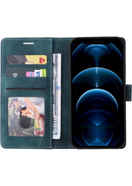 Iphone 12 Için Flip Case Pro Max Darbeye Cüzdan Deri Kılıf Basit (Yurt Dışından)