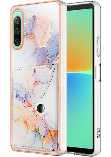 Sony Xperia 10 Iv Yumuşak Tpu Tampon Mermer Ince Cüzdan Kart Yuvaları Için Kılıf (Yurt Dışından)