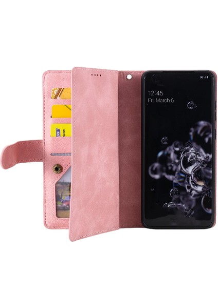 SZY Mall Samsung Galaxy S21 Ultra Kordon Cüzdan Pu Deri 9 Kart Için Flip Case (Yurt Dışından)