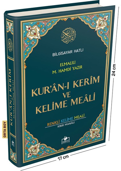 Merve Yayınları Kuranı Kerim Bilgisayar Hatlı Renkli Kelime Meali Yeşil Renk Orta Boy