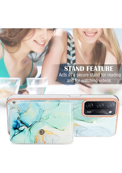 Oppo Için Kılıf A16/A16S/A54S Ince Cüzdan Mermer Yumuşak Tpu Tampon Kart Yuvaları (Yurt Dışından)