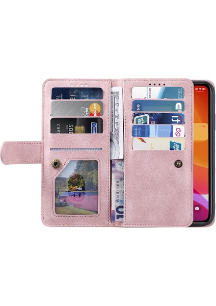 Iphone 12 Için Flip Case Pro Max 9 Kart Yuvaları Kordon Kickstand Pu Deri (Yurt Dışından)