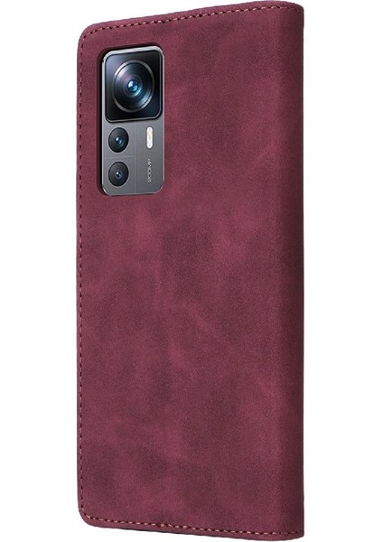 Xiaomi 12T Flip Kapak Için Flip Case Darbeye Deri Kılıf Cüzdan Basit (Yurt Dışından)