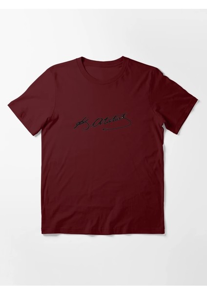 Atatürk Imza Baskılı Baskılı Bisiklet Yaka T-Shirt fiyatları