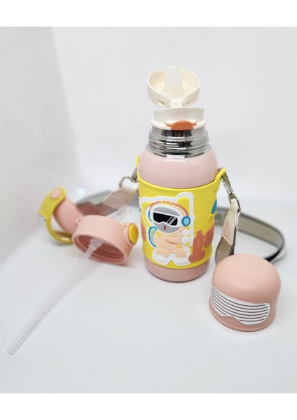 ST-8812 Space 600ML Çift Başlık (Kapak) Termos Matara Pembe fırsatları