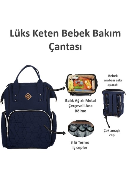 Miniklife Lüx Keten Bebek Bakım Çantası