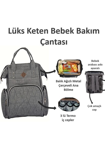 Miniklife Lüx Keten Bebek Bakım Çantası