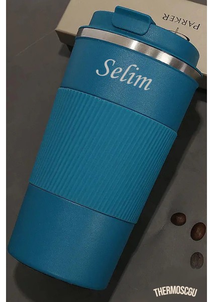 500 ml Kişiye Özel Siyah Termos Mug Kupa, Çay Kahve Kamp Termos, Çift Katmanlı Paslanmaz Çelik Araç Içi Termos