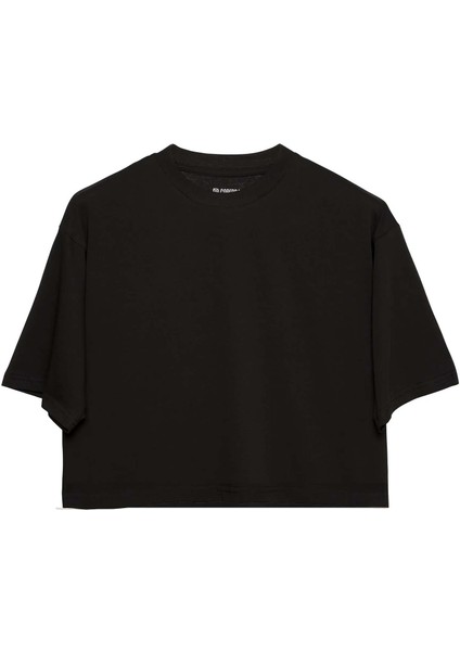 Oversize Kadın Crop T-Shirt Siyah fiyatları