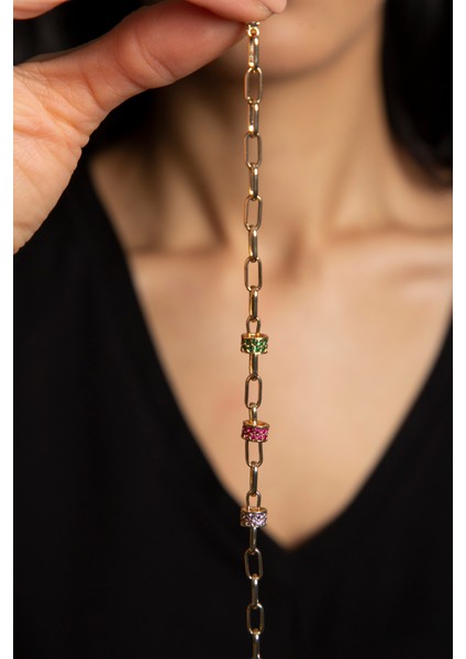 Kadın Renkli Zincir Bileklik modelleri