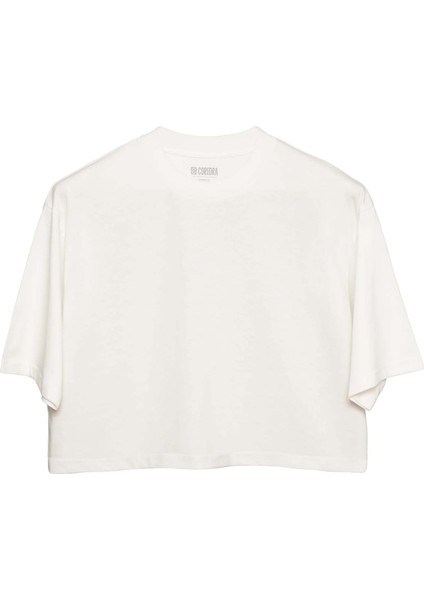 Oversize Kadın Crop T-Shirt Ekru fiyatları