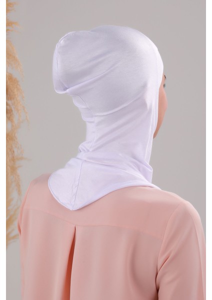 Tesettür Hijab Çapraz Deniz Havuz Spor Boyunluklu Penye Bone Ekru