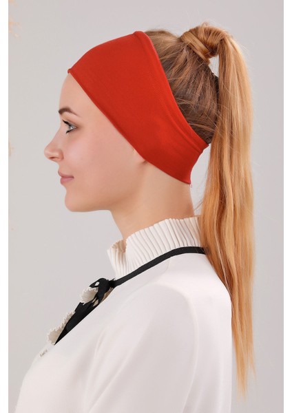 Sihirli Yapışkanlı Kaymayan Bandana Spor Bone Kiremit Kırmızısı