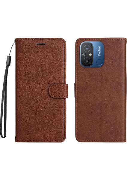 Kart Yuvası Iş ile Xiaomi Redmi 12C Klasik Düz Renk Için Flip Case (Yurt Dışından)