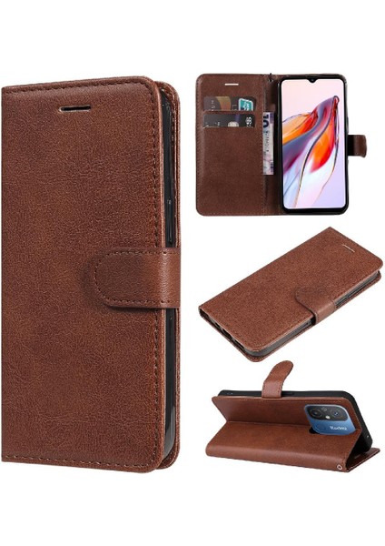 Kart Yuvası Iş ile Xiaomi Redmi 12C Klasik Düz Renk Için Flip Case (Yurt Dışından)