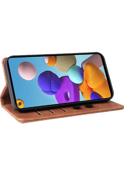Samsung Galaxy A21S Için Flip Case Kapak Cüzdan Deri Kılıf Basit (Yurt Dışından) modelleri