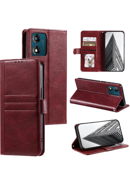 Motorola Moto E13 Cüzdan Pu Deri 6 Kart Yuvaları Kickstand Için Flip Case (Yurt Dışından)