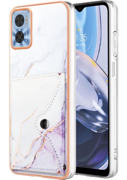 Motorola Moto E22 Kart Yuvaları Yumuşak Tpu Tampon Mermer Ince Cüzdan (Yurt Dışından)