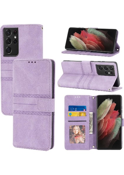 Samsung Galaxy S21 Ultra 5g Için Flip Case Pu Deri Cüzdan Kılıf Kapatma (Yurt Dışından)