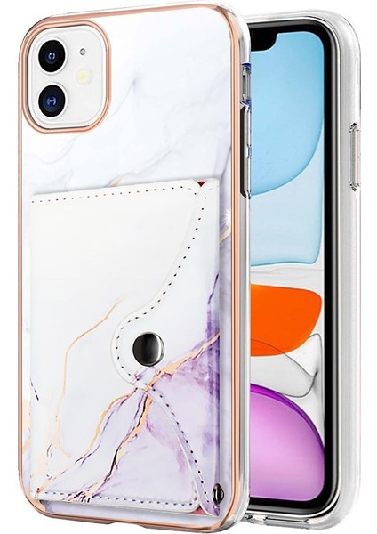 Iphone 11 Için Kılıf Ince Cüzdan Mermer Yumuşak Tpu Tampon Kart Yuvaları (Yurt Dışından)