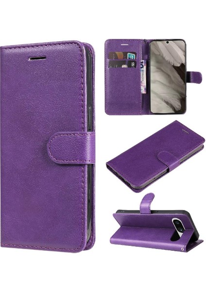 Kart Yuvası Yüksek Telefon ile Google Piksel 8 Klasik Düz Renk Için Flip Case (Yurt Dışından)