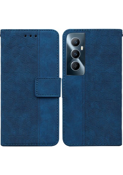 Realme C65 4g Için Flip Case Geometrik Kabartmalı Cüzdan Kapak Çevirin Folio Pu (Yurt Dışından)