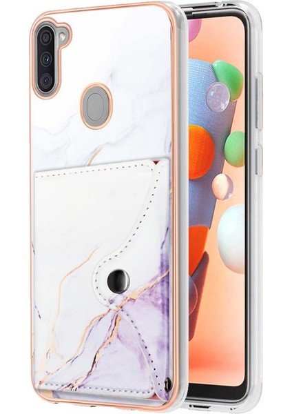 Samsung Galaxy A11 Yumuşak Tpu Tampon Kart Yuvaları Mermer Ince Cüzdan (Yurt Dışından)