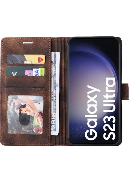 Samsung Galaxy S23 Için Flip Case Ultra Kapak Kapak Cüzdan Deri Kılıf (Yurt Dışından)