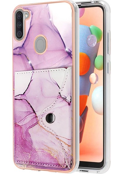 Samsung Galaxy A11 Yumuşak Tpu Tampon Kart Yuvaları Mermer Ince Cüzdan (Yurt Dışından)