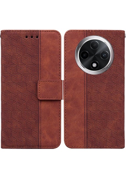 Oppo A3 Pro 5g Için Flip Case Geometrik Kabartmalı Flip Folio Cüzdan Kapak Pu (Yurt Dışından)