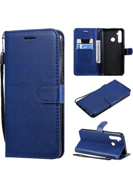 Kart Yuvası ile Realme 5 Pro Için Flip Case Iş Cüzdan Telefon Kılıfı Katı (Yurt Dışından)