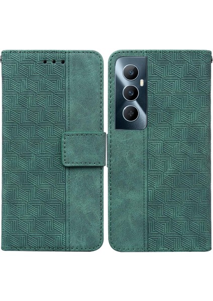 Realme C65 4g Için Flip Case Geometrik Kabartmalı Cüzdan Kapak Çevirin Folio Pu (Yurt Dışından)