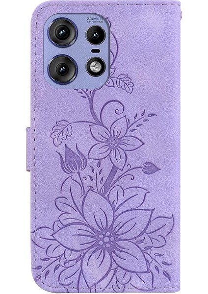 Motorola Moto Kenar 50 Pro Manyetik Kickstand Kabartmalı Zambak Için Flip Case (Yurt Dışından) indirimleri
