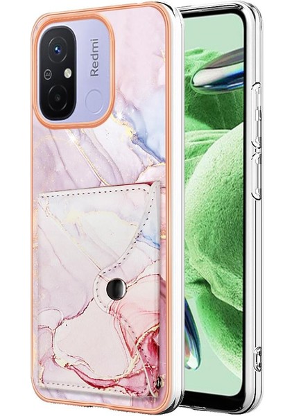 Xiaomi Redmi Için 12C Ince Cüzdan Yumuşak Tpu Tampon Kart Yuvaları Mermer (Yurt Dışından)