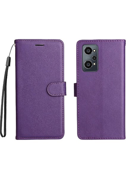 Realme Gt Neo2 Yüksek Kaliteli Deri Klasik Düz Renk Için Flip Case (Yurt Dışından)
