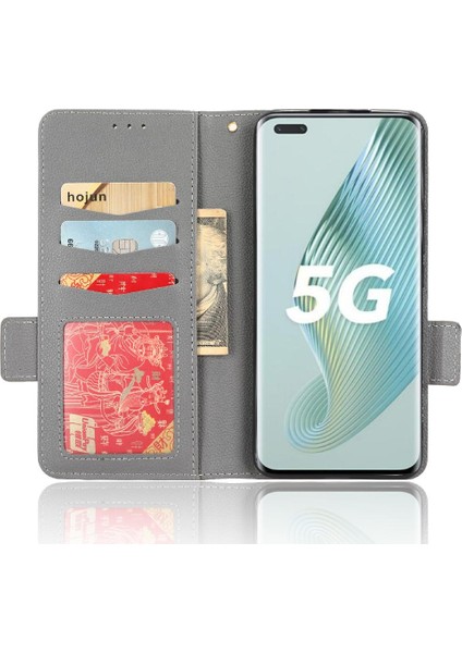 Onur Için Kılıf Sihirli 5 Pro 5g Yan Toka Cüzdan Kart Yuvaları Tutucu Pu (Yurt Dışından)