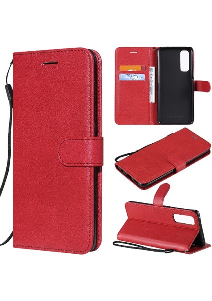 Kart Yuvası Klasik Düz Renk Cüzdan ile Oppo Reno4 Pro 4g Için Flip Case (Yurt Dışından)