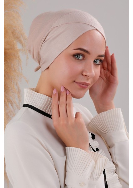 Bağlamalı Dikişsiz Çapraz Bone Taş Ten Rengi