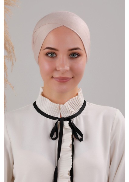 Bağlamalı Dikişsiz Çapraz Bone Taş Ten Rengi