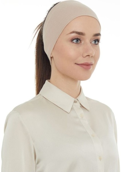 Sihirli Yapışkanlı Kaymayan Bandana Spor Bone Krem