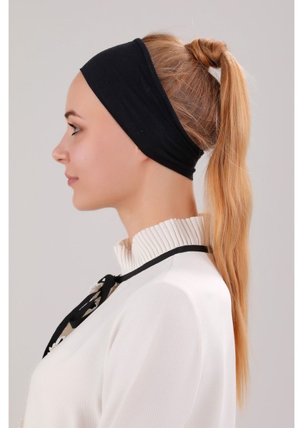 Sihirli Yapışkanlı Kaymayan Bandana Spor Bone Siyah