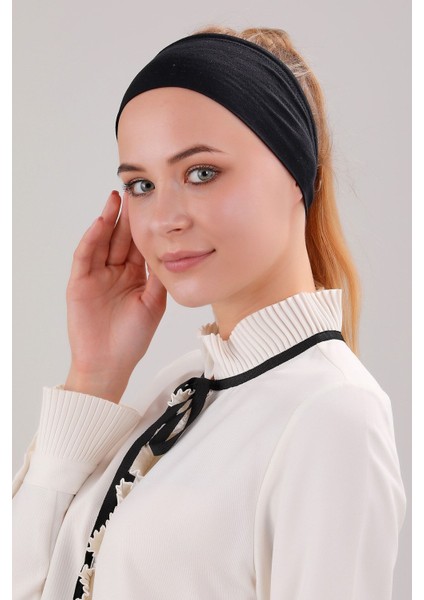 Sihirli Yapışkanlı Kaymayan Bandana Spor Bone Siyah