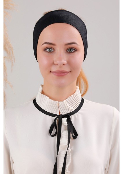 Sihirli Yapışkanlı Kaymayan Bandana Spor Bone Siyah
