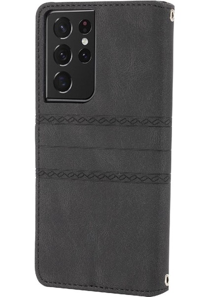 Samsung Galaxy S21 Ultra 5g Için Flip Case Pu Deri Cüzdan Kılıf Kapatma (Yurt Dışından)