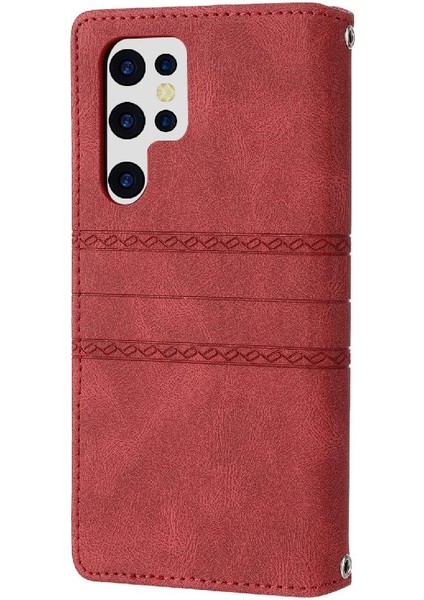 SZY Market Samsung Galaxy S22 Ultra 5g Için Flip Case Cüzdan Kılıf Kickstand Pu (Yurt Dışından)