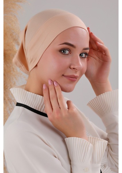 Tesettür Hazır Pratik Geçme Boru Bone Nude