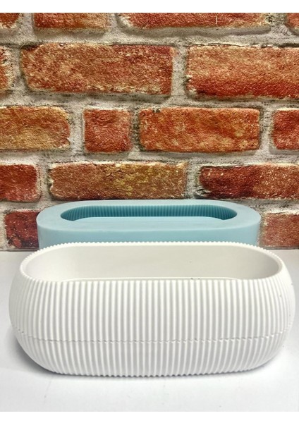 Çizgili Çiçeklik Saksı Silikon Kalıp