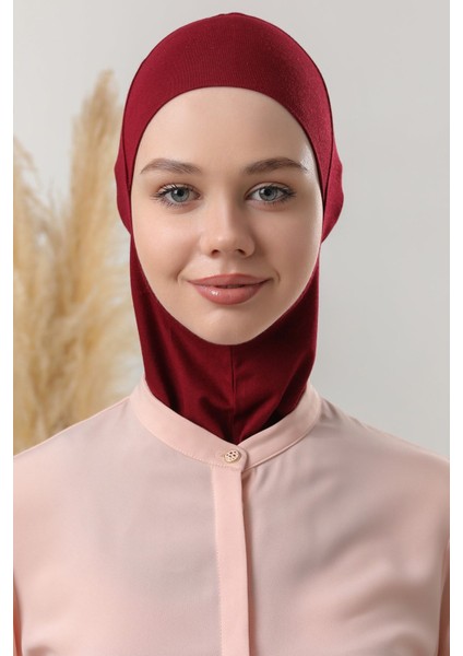 Kadın Tesettür Boyunluklu Hijab Spor Bone Bordo modelleri